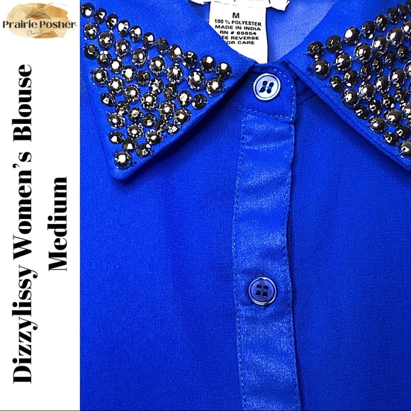 Dizzylissy Blouse, Womens Medium, Royal Blue, EUC, PrairieposherCA - Picture 3 of 3